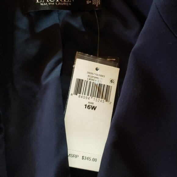 NWT Lauren Ralph Lauren Women's Plus Double Breasted Wool Crepe Blazer Sz 16W - Picture 6 of 10